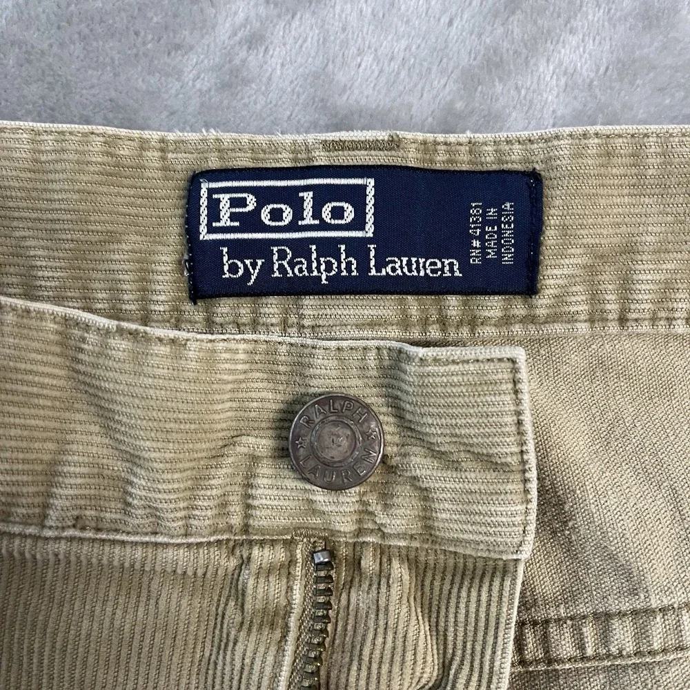 Polo Ralph Lauren Corduroy Pants Mens 38x32 Beige Tan Straight Dungarees Preppy